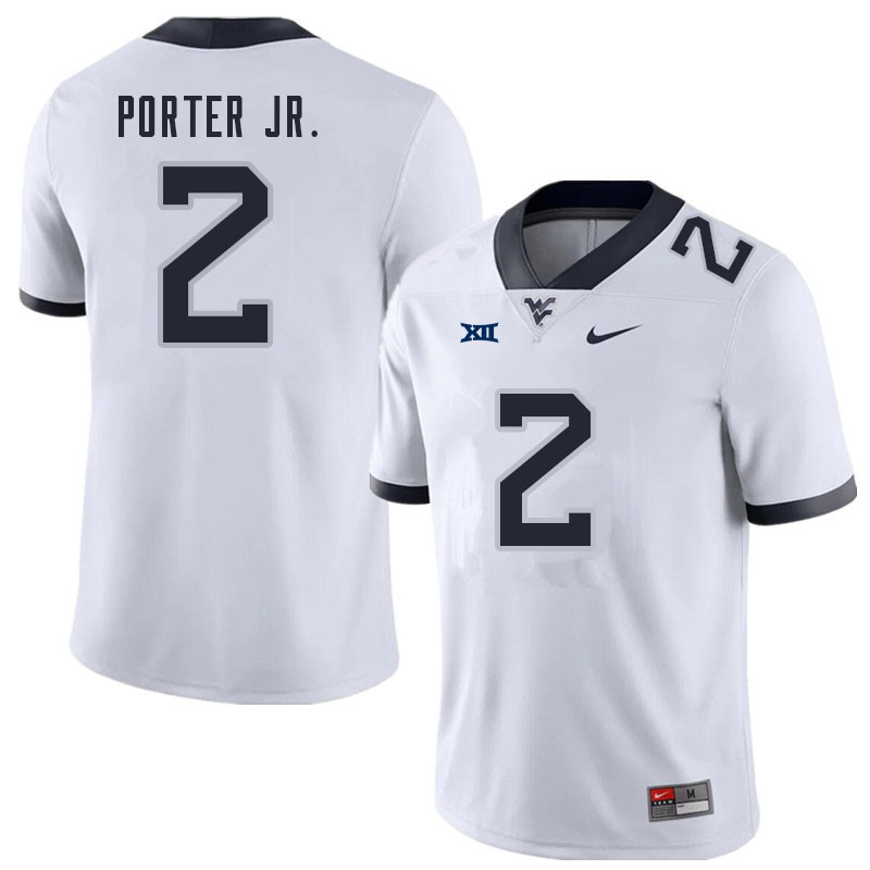 NCAA Men's Daryl Porter Jr. West Virginia Mountaineers White #2 Nike Stitched Football College Authentic Jersey JZ23T27AG